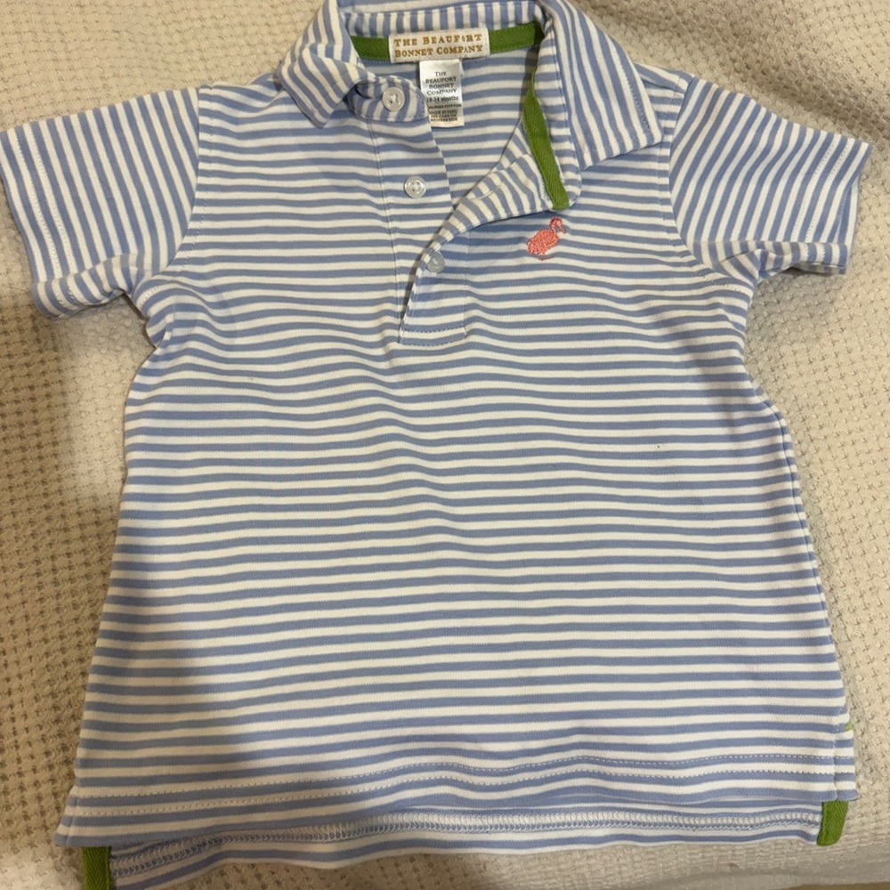 The Beaufort Bonnet Company Boys' Blue & White Stripe Polo Shirt